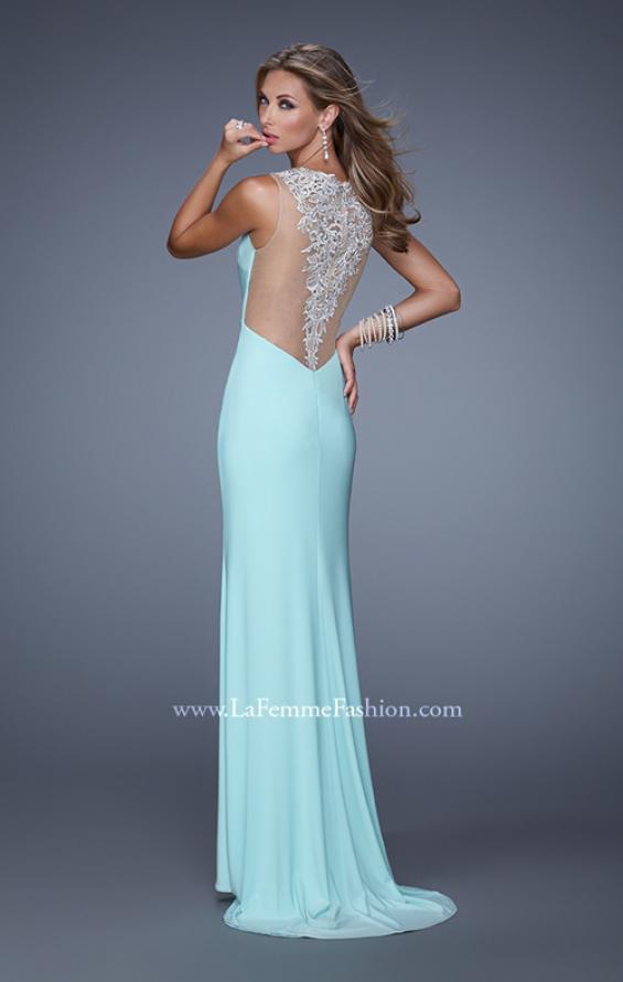 Picture of: Sultry Long Jersey Prom Dress with Beading and Slit in Mint, Style: 21111, Detail Picture 3