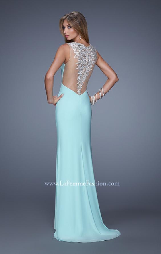 Picture of: Sultry Long Jersey Prom Dress with Beading and Slit in Mint, Style: 21111, Detail Picture 4