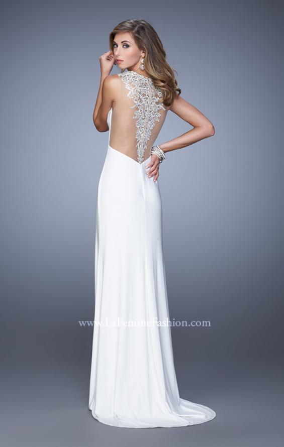 Picture of: Sultry Long Jersey Prom Dress with Beading and Slit in White, Style: 21111, Detail Picture 6