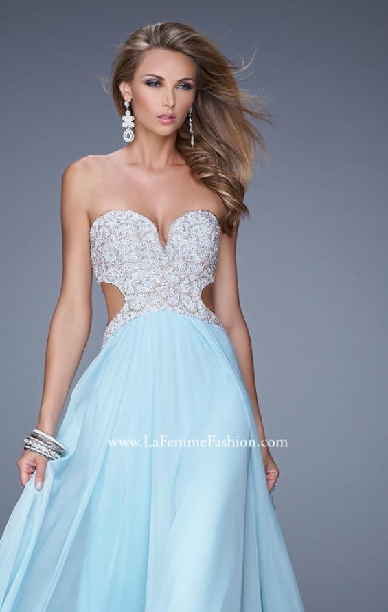Picture of: Pretty Chiffon Prom Dress with Pearls and Rhinestones in Mint, Style: 21128, Main Picture