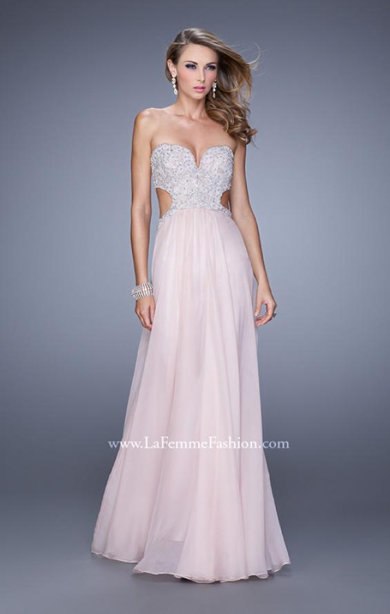 Picture of: Pretty Chiffon Prom Dress with Pearls and Rhinestones in Pink, Style: 21128, Detail Picture 2