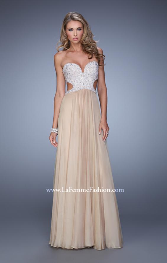 Picture of: Pretty Chiffon Prom Dress with Pearls and Rhinestones in Nude, Style: 21128, Detail Picture 4