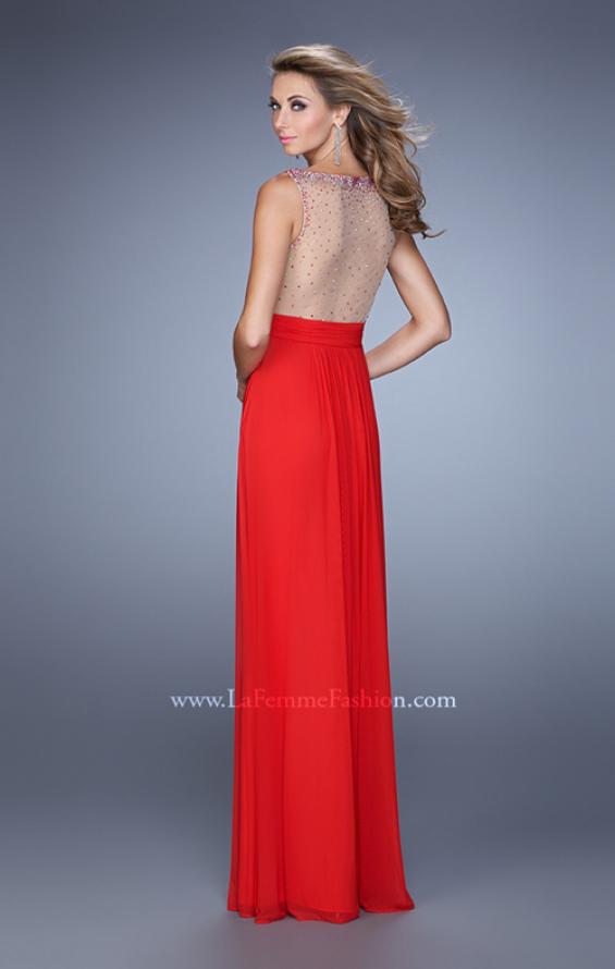 Picture of: Rhinestones V Neck Long Chiffon Prom Dress in Red, Style: 21150, Back Picture