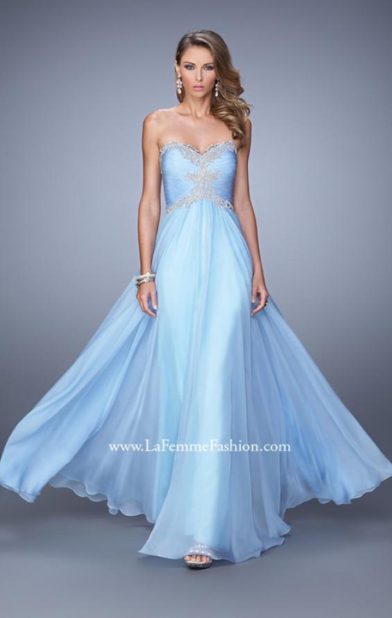Picture of: Ruched Bodice Prom Dress with Sweetheart Neckline in Blue, Style: 21173, Detail Picture 1