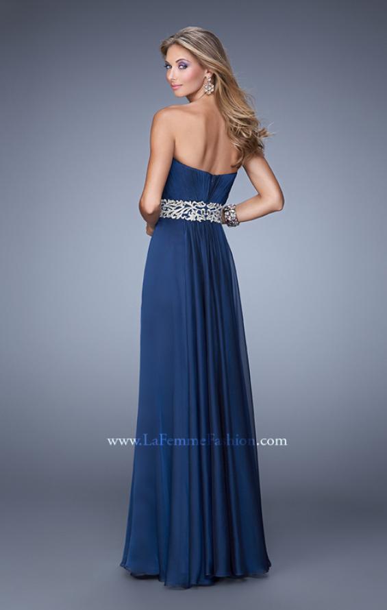 Picture of: Elegant Long Prom Dress with Beaded Embroidery in Navy, Style: 21177, Back Picture