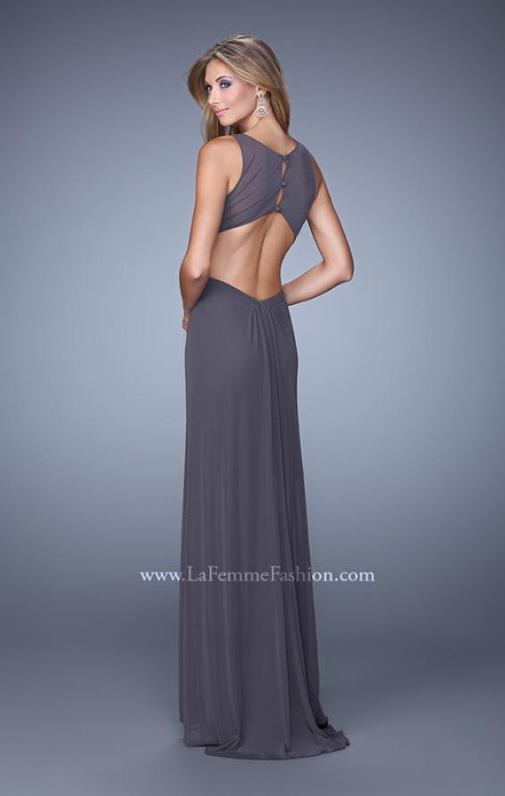 Picture of: High Scoop Neckline Prom Dress with Diamond Back in Gray, Style: 21187, Back Picture