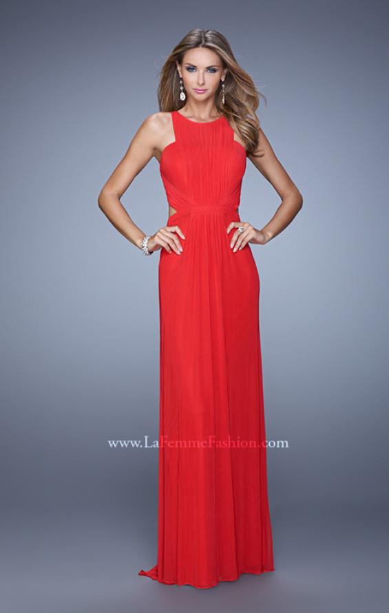 Picture of: High Scoop Neckline Prom Dress with Diamond Back in Red, Style: 21187, Detail Picture 3