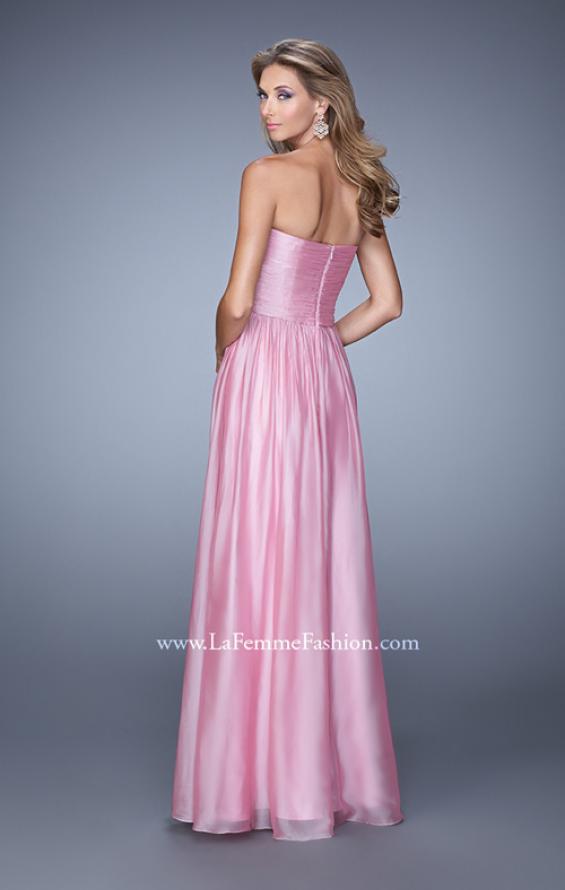 Picture of: High Waist Strapless Prom Dress with Basket Weave Design in Pink, Style: 21257, Back Picture
