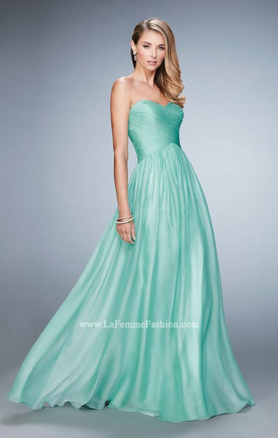 Picture of: High Waist Strapless Prom Dress with Basket Weave Design in Green, Style: 21257, Detail Picture 1
