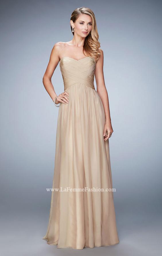 Picture of: High Waist Strapless Prom Dress with Basket Weave Design in Nude, Style: 21257, Detail Picture 2