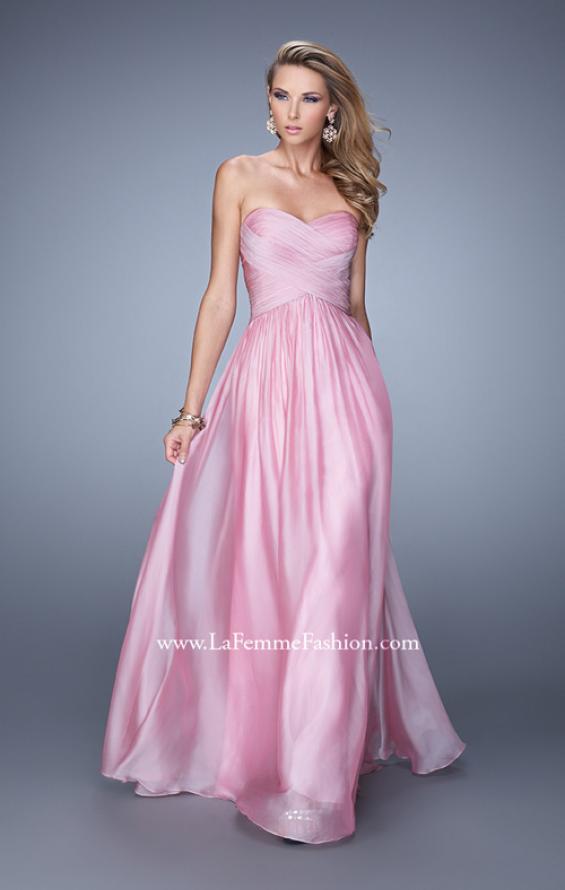 Picture of: High Waist Strapless Prom Dress with Basket Weave Design in Pink, Style: 21257, Detail Picture 3