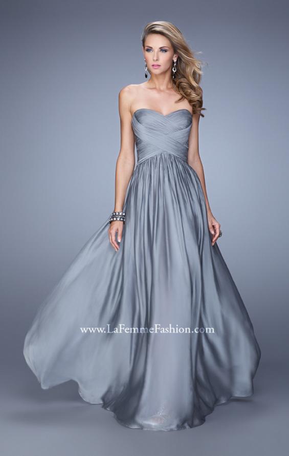 Picture of: High Waist Strapless Prom Dress with Basket Weave Design in Gray, Style: 21257, Detail Picture 4