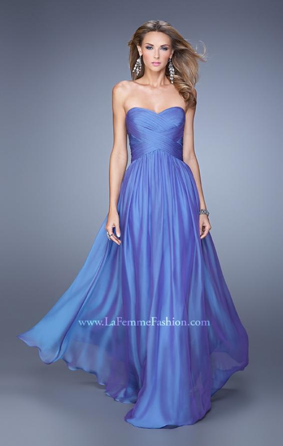 Picture of: High Waist Strapless Prom Dress with Basket Weave Design in Purple, Style: 21257, Detail Picture 5