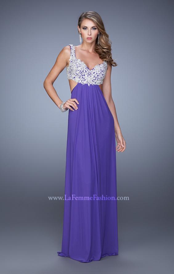 Picture of: Full Length Net Jersey Dress with Beaded Embroidery in Purple, Style: 21329, Detail Picture 5