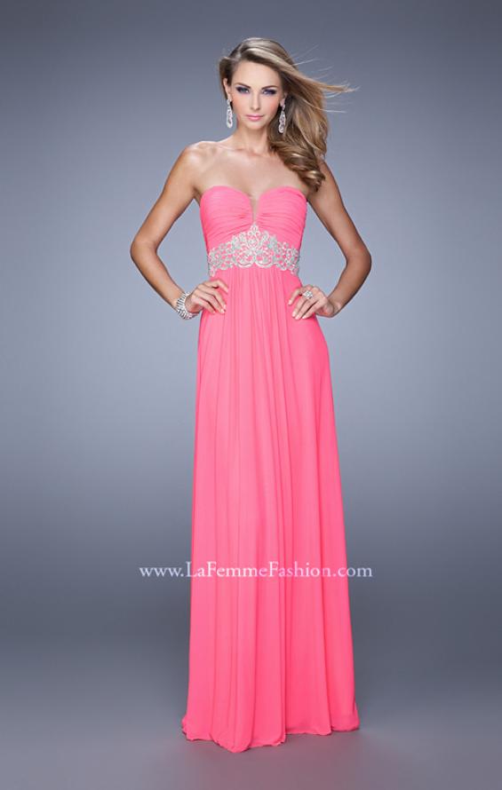 Picture of: Embroidered Waist Sweetheart Neck Long Prom Dress in Pink, Style: 21357, Detail Picture 2