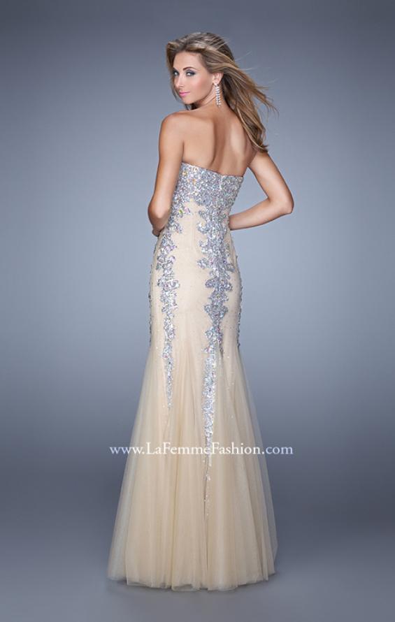 Picture of: Tulle Mermaid Prom Dress with Sequins and Beads in Nude and Silver, Style: 21358, Back Picture