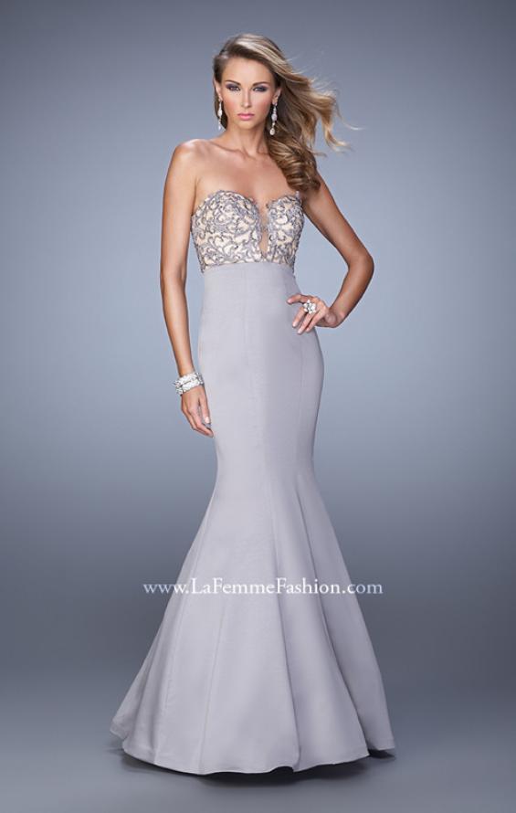 Picture of: Long Mermaid Prom Dress with Beaded Embroidery in Silver, Style: 21443, Detail Picture 2
