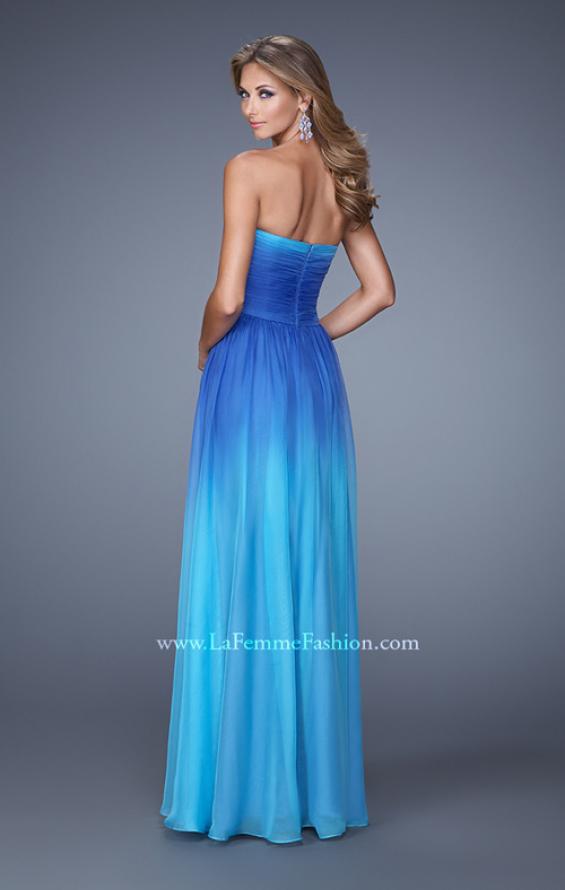 Picture of: Sexy Ombre Print Chiffon Prom Gown with High Waist in Blue, Style: 21515, Back Picture