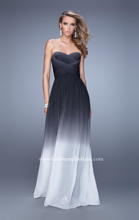 Picture of: Sexy Ombre Print Chiffon Prom Gown with High Waist in Black, Style: 21515, Detail Picture 1