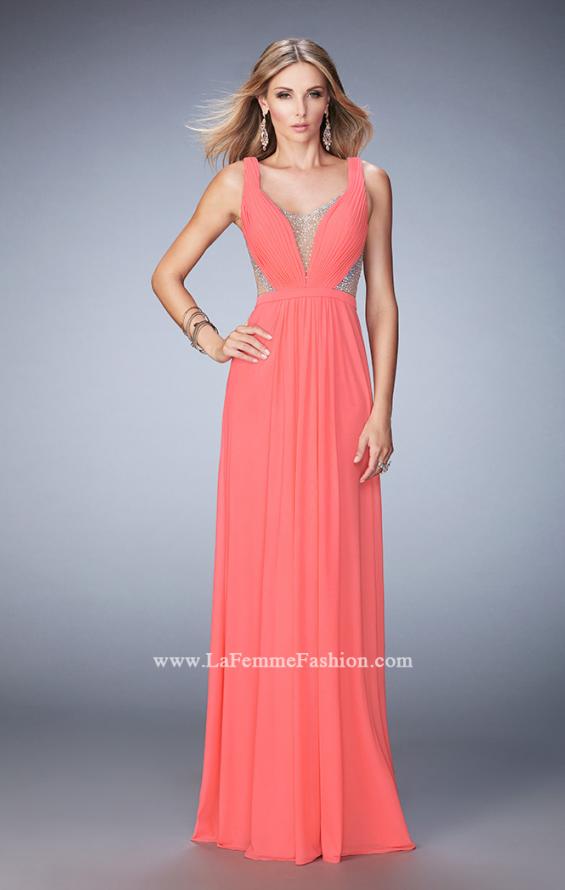 Picture of: Alluring Prom Dress with Plunging Neckline and Open Back in Orange, Style: 22238, Detail Picture 1
