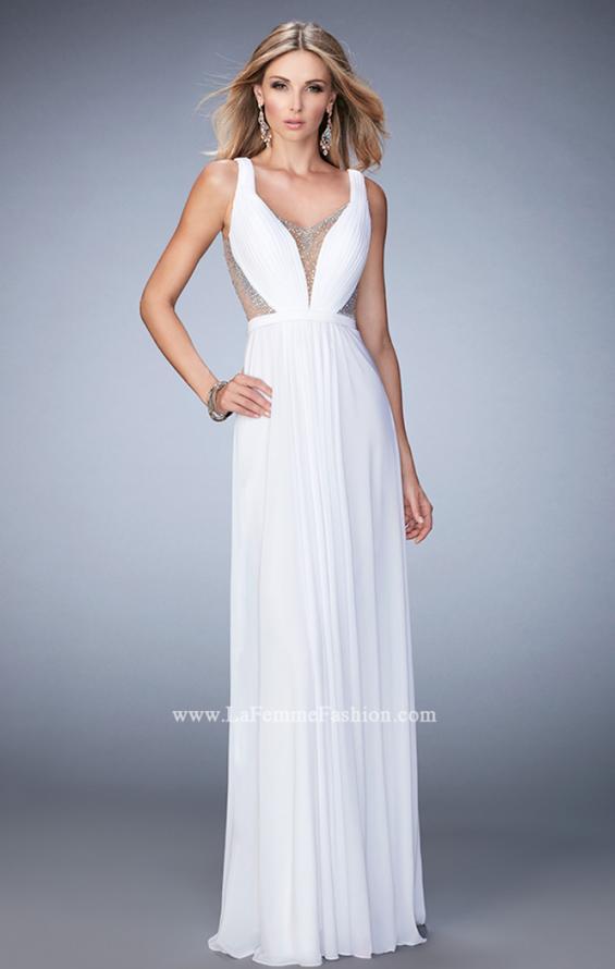 Picture of: Alluring Prom Dress with Plunging Neckline and Open Back in White, Style: 22238, Detail Picture 3