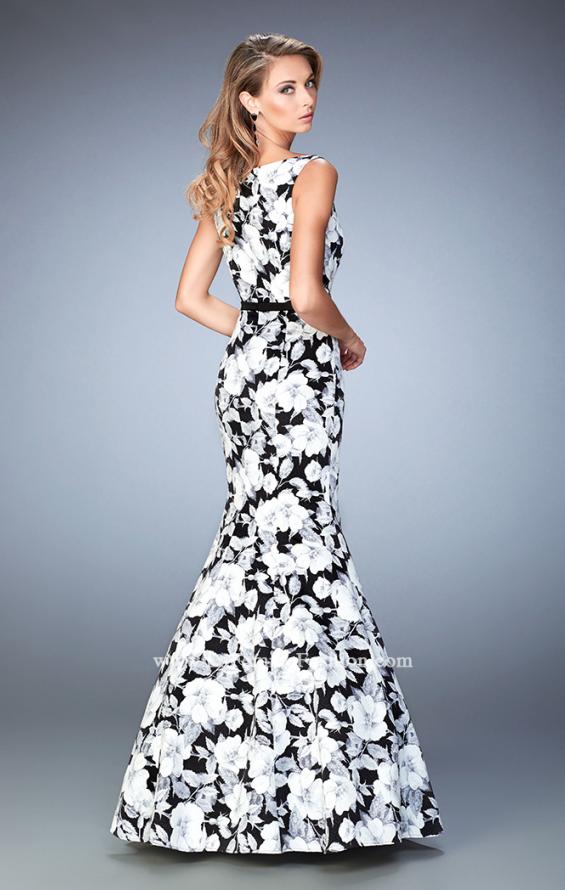 Picture of: Monochromatic Floral Print Mermaid Prom Dress in Print, Style: 22494, Back Picture