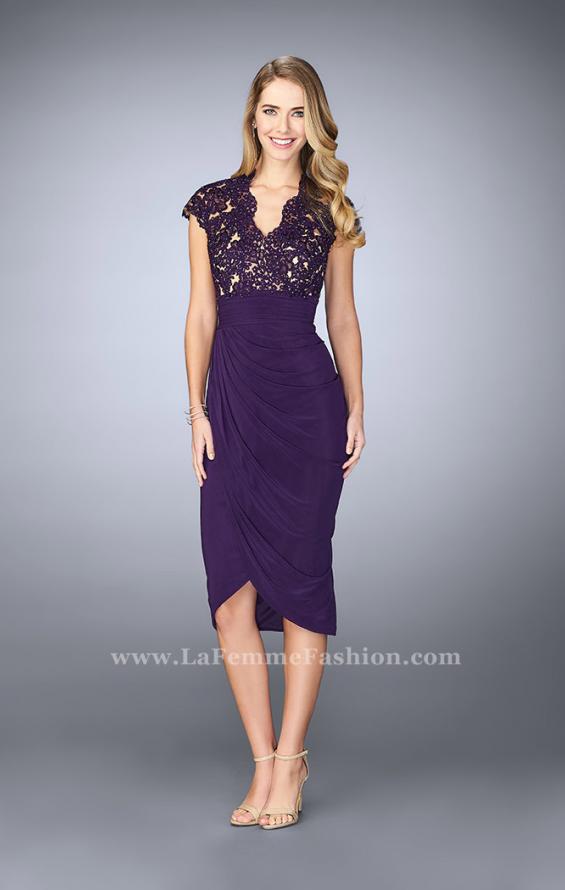 Picture of: Jersey Cocktail Dress with Tulip Hem and Beading in Purple, Style: 23124, Detail Picture 1
