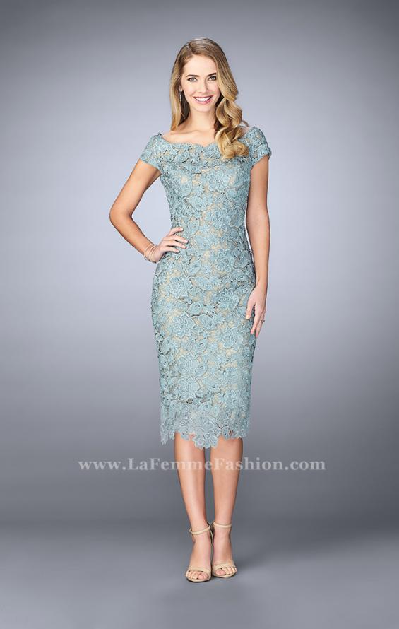 Picture of: Knee Length Gown with Scattered Beading in Blue, Style: 23552, Detail Picture 1