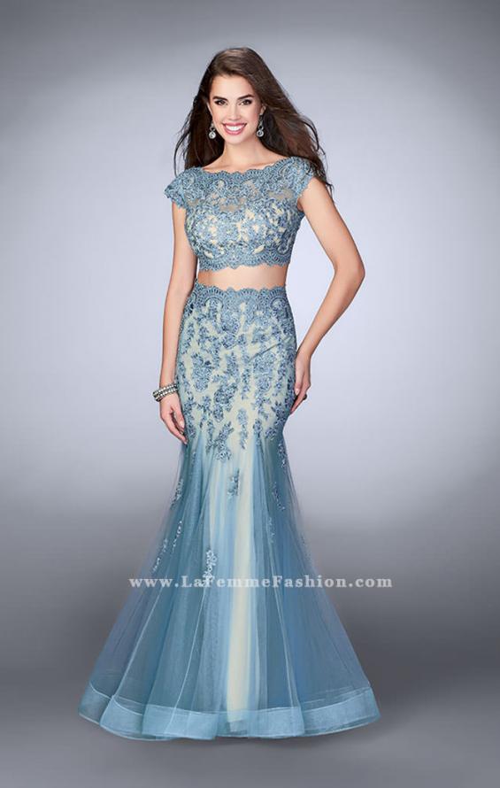 Picture of: Two Piece Lace Dress with Scallops and a Tulle Skirt in Blue, Style: 23567, Main Picture