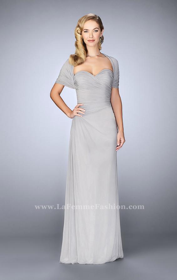 Picture of: Evening Dress with Attached Shoulder Wrap in Silver, Style: 23623, Detail Picture 1