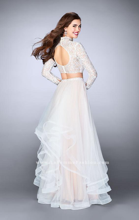Picture of: Long Sleeve Two Piece Prom Dress with Pockets in White, Style: 23924, Back Picture