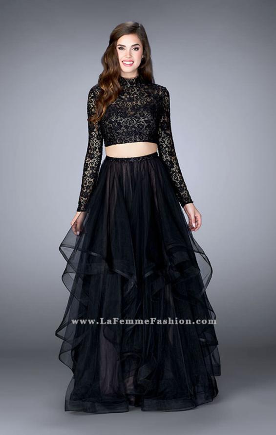 Picture of: Long Sleeve Two Piece Prom Dress with Pockets in Black, Style: 23924, Detail Picture 1