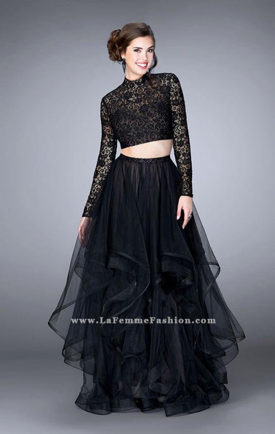 Picture of: Long Sleeve Two Piece Prom Dress with Pockets in Black, Style: 23924, Detail Picture 2