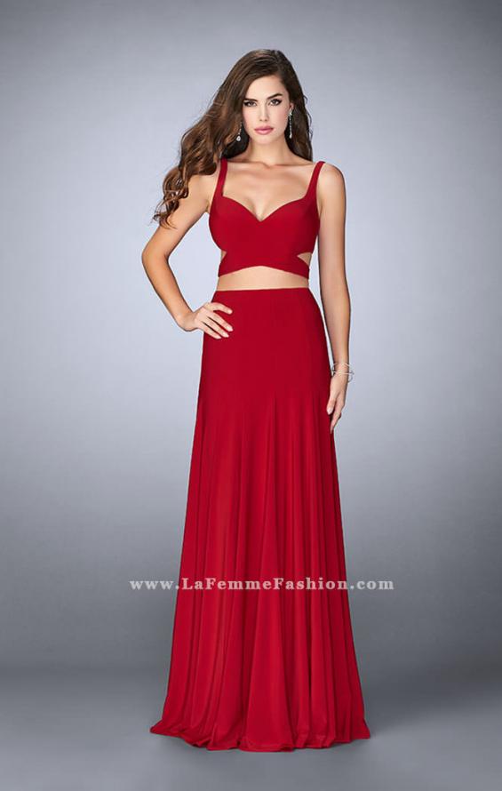 Picture of: Two Piece Jersey Dress with Cut Outs and Open Back in Red, Style: 23986, Detail Picture 1