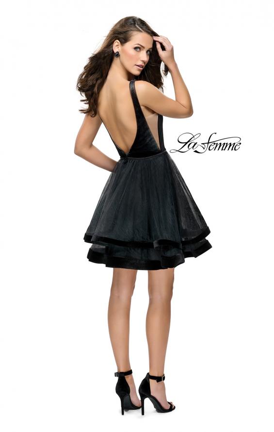 Picture of: Velvet and Tulle Two Piece Set with Pockets and Open Back in Black, Style: 26701, Detail Picture 2