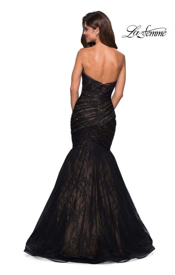 Picture of: Strapless Mermaid Long Lace Prom Dress in Black Nude, Style: 27333, Back Picture
