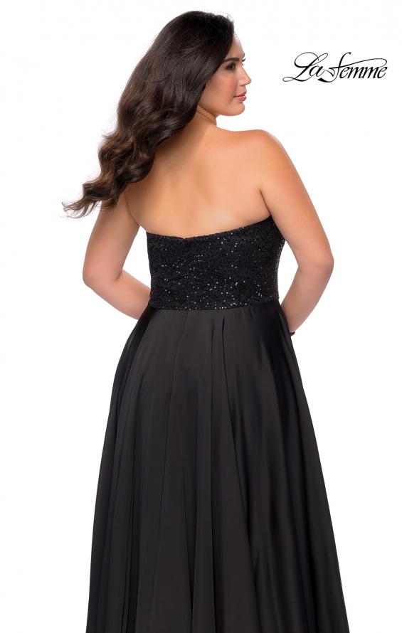 Picture of: Strapless Plus Size Prom Dress with Sequin Bodice in Black, Style: 28741, Detail Picture 2