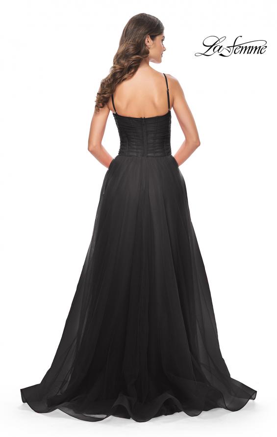 Picture of: A-line Square Neck Tulle Ballgown with Illusion Waist in Black, Style: 32017, Detail Picture 8