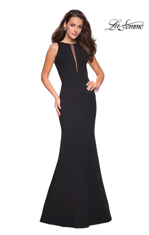 Picture of: High Neckline Jersey Prom Dress with Open Back in Black, Style: 27124, Detail Picture 1