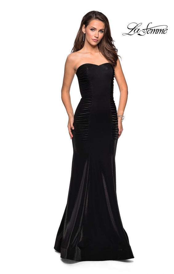 Picture of: Strapless Mermaid Prom Dress with Ruching in Black, Style: 26999, Detail Picture 2