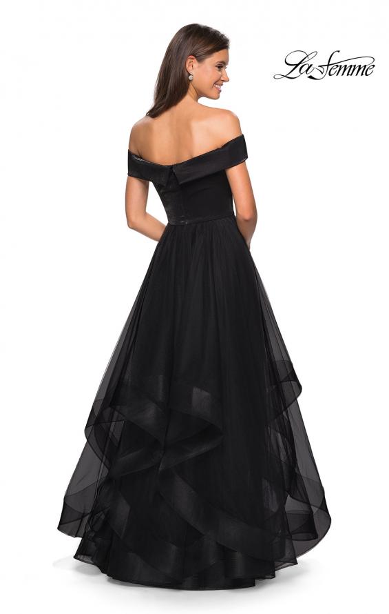 Picture of: Elegant Off the Shoulder Tulle Layered Ball Gown in Black, Style: 27224, Detail Picture 2