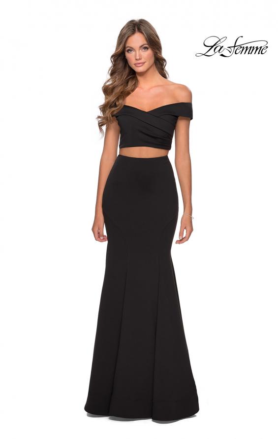 Picture of: Two Piece Off The Shoulder Dress with Pleated Top in Black, Style: 28521, Detail Picture 2