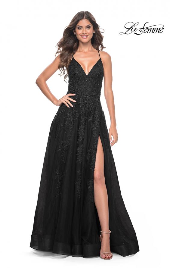 Picture of: Tulle Prom Dress with Lace Detail in Black, Style: 32303, Detail Picture 2