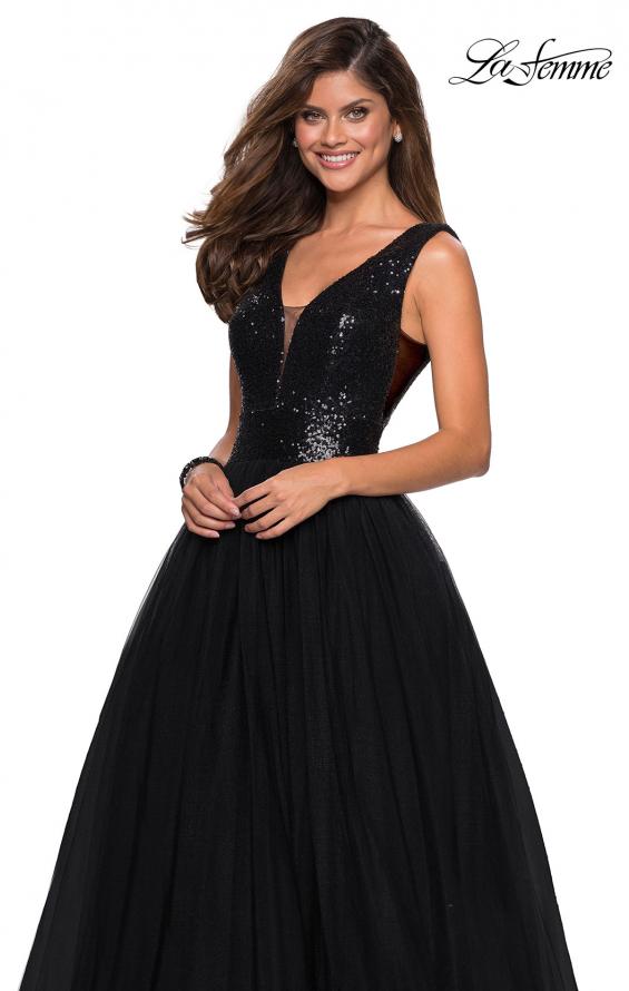 Picture of: sequin Bust A Line Prom Gown with Pockets in Black, Style: 27336, Detail Picture 3