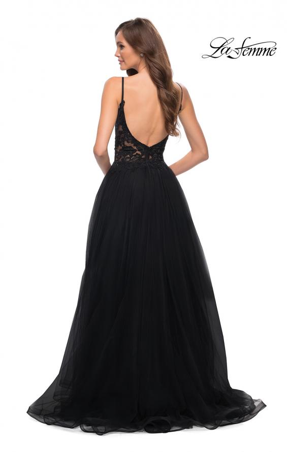 Picture of: Tulle A Line Gown with Lace Rhinestone Bodice in Black, Style 29686, Detail Picture 4