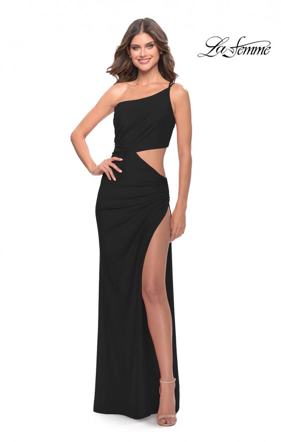 Picture of: One Shoulder Dress with Side Cut Out and Unique Back in Black, Style: 31386, Detail Picture 4