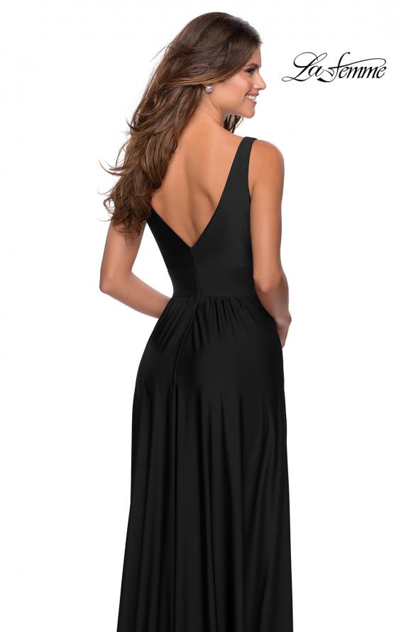 Picture of: Empire Waist Prom Gown with Deep V Neckline in Black, Style: 28547, Detail Picture 5
