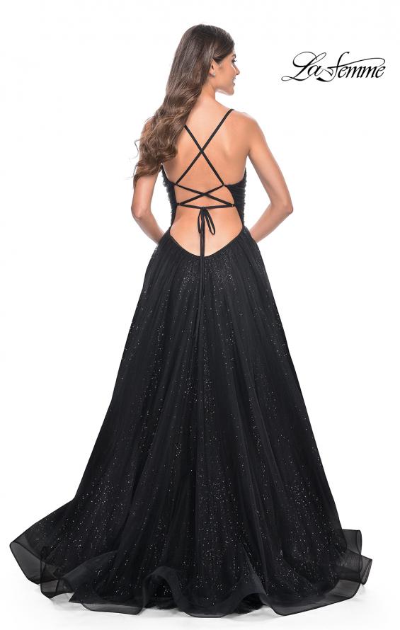 Picture of: A-Line Prom Dress with Sequin Lining and Illusion Top in Black, Style: 31986, Detail Picture 6