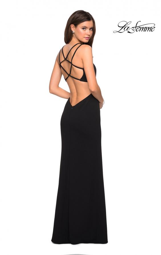 Picture of: Asymmetrical Jersey Prom Dress with Cut Outs in Black, Style: 27126, Detail Picture 7