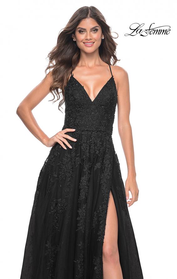 Picture of: Tulle Prom Dress with Lace Detail in Black, Style: 32303, Detail Picture 7